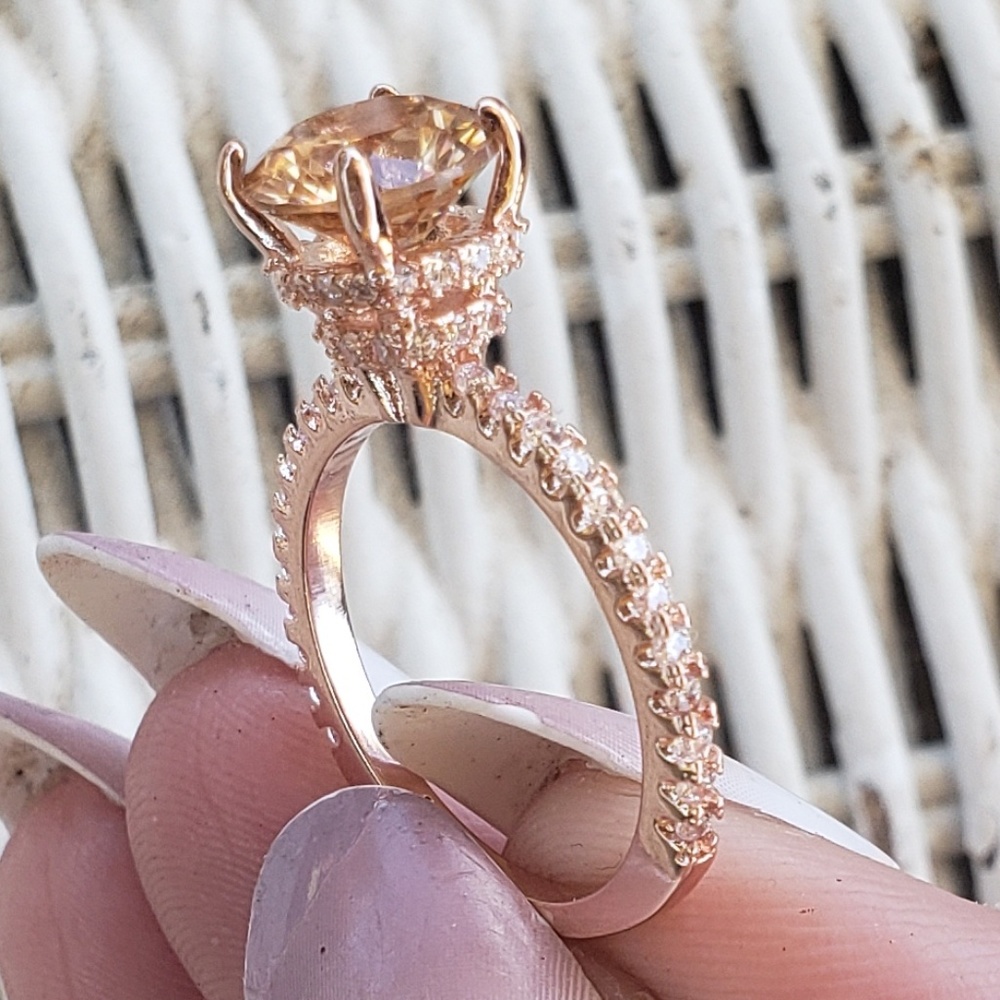 18k over SS 2K Pink Champagne with Crystal Accents